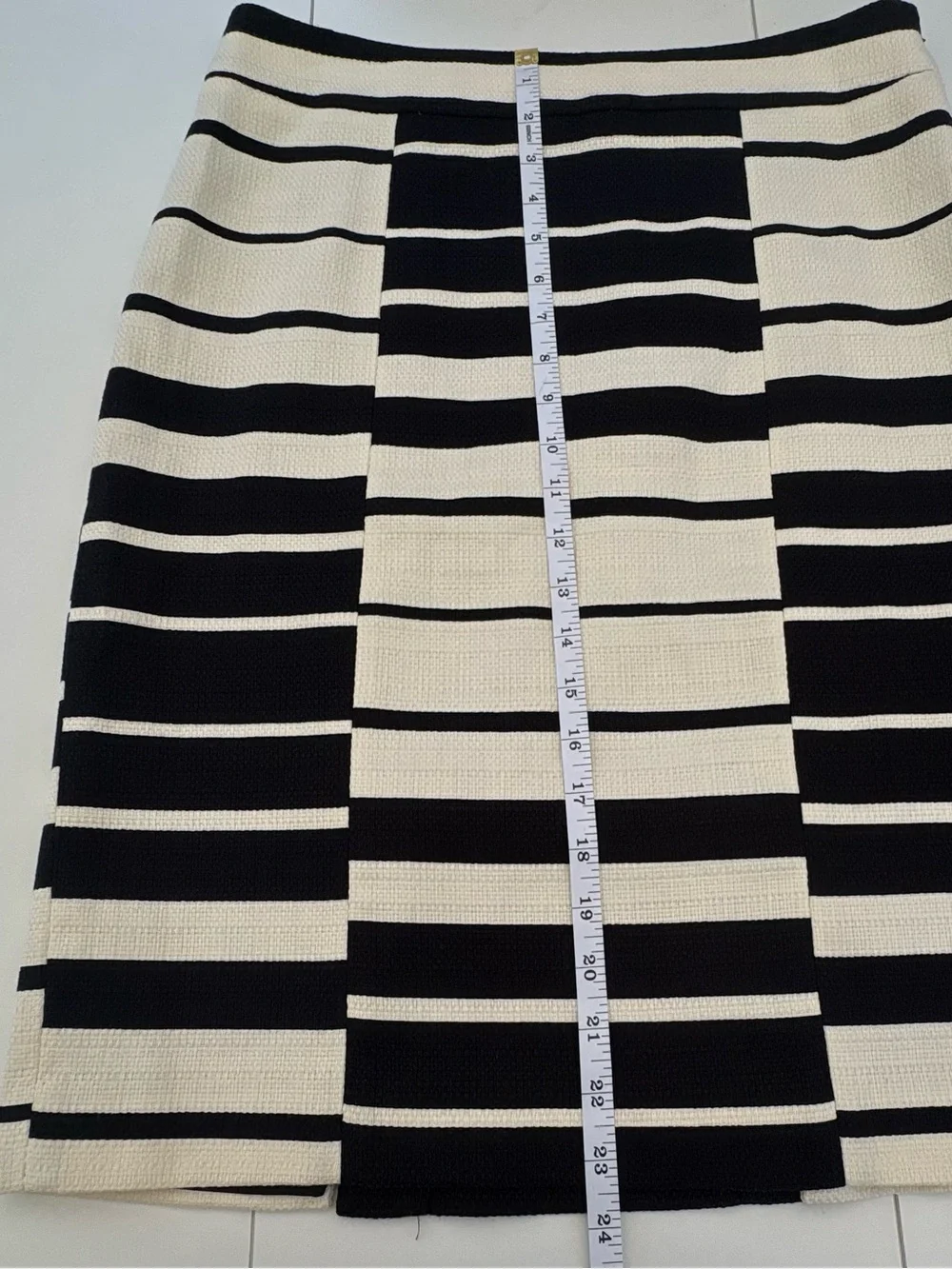 Ann Taylor Black and White Striped Pencil Skirt